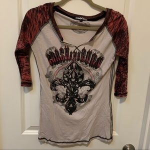 Crash and burn brand half sleeve tee